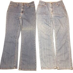 Lot of 2 LL Bean Classic Fit Jeans Womens 10 Regular Medium Light Wash Denim